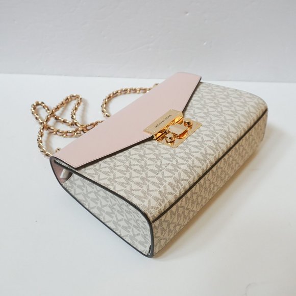 Michael Kors Rose Medium Flap Shoulder Crossbody Bag MK Vanilla Pink - Picture 7 of 14